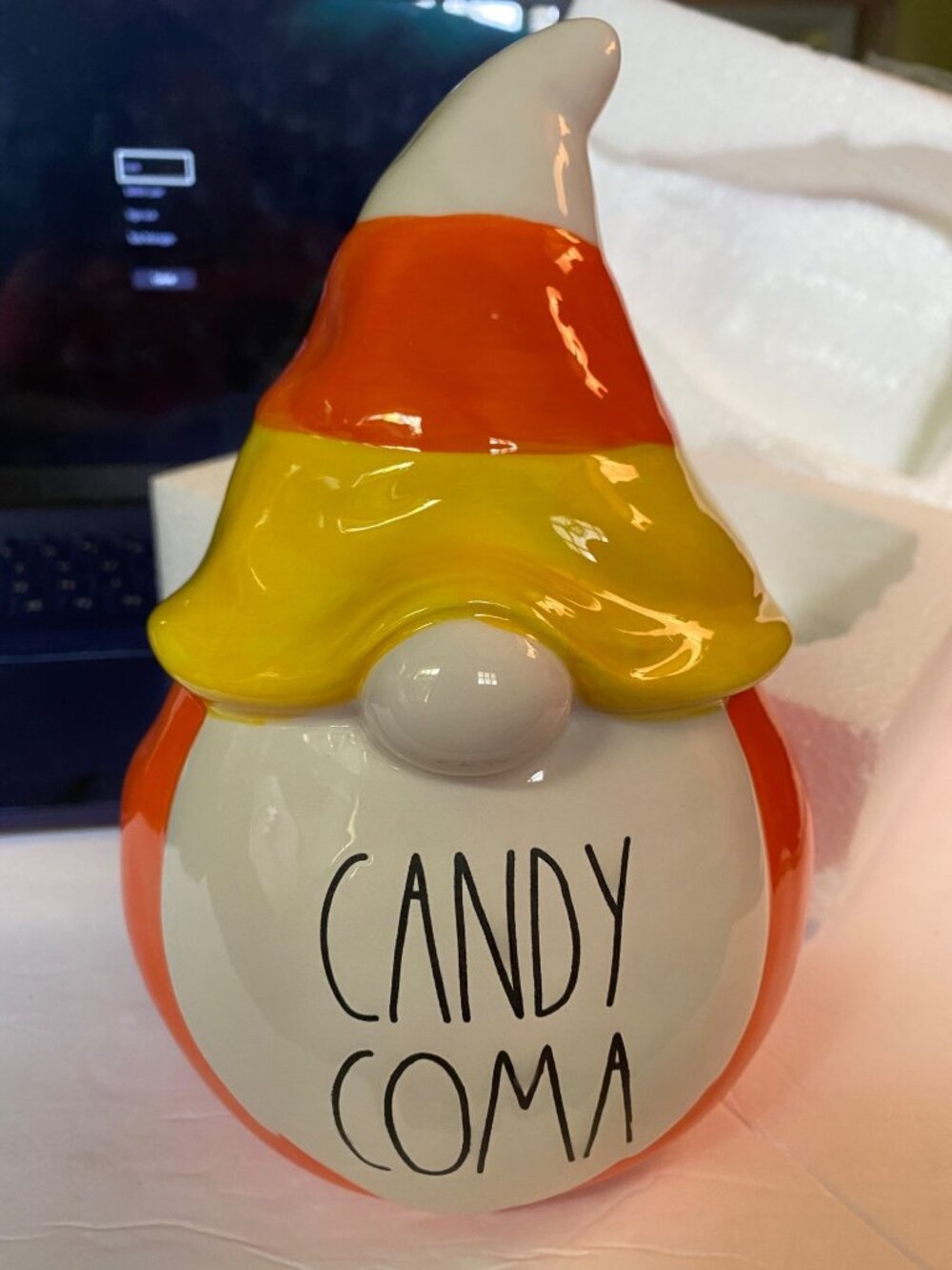Rae Dunn 8" Gnome Candy Coma Halloween Candy Corn Tabletop Home Decor